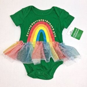 Celebrate ! St. Patrick's Day Tutu Green Rainbow Bodysuit 0-3M